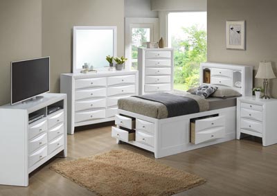 Image for White Full Storage Bookcase Bed, Dresser & Mirror