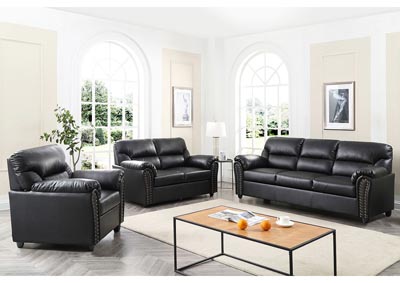 Image for Black Bonded Leather Sofa