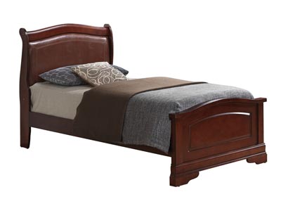 Cherry Full Low Profile Upholstered Bed