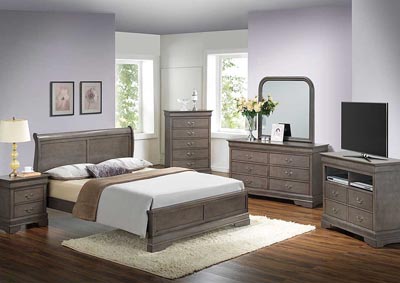 Grey Queen Low Profile Bed, Dresser & Mirror