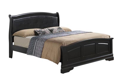 Black King Low Profile Upholstered Bed