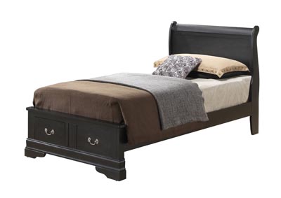 Black Full Low Profile Storage Bed