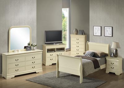 Image for Beige Full Sleigh Bed, Dresser & Mirror