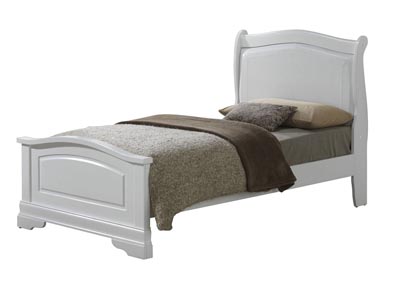 White Full Low Profile Upholstered Bed