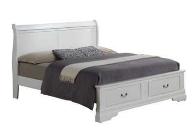 White Queen Low Profile Storage Bed