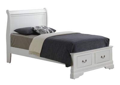 White Twin Low Profile Storage Bed