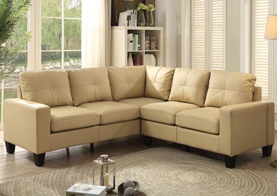 Beige Faux Leather Sectional