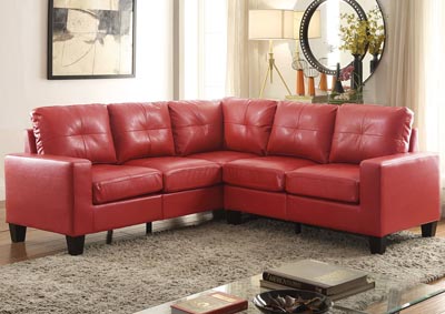 Red Faux Leather Sectional