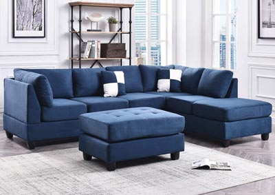 Navy Blue Suede Sectional