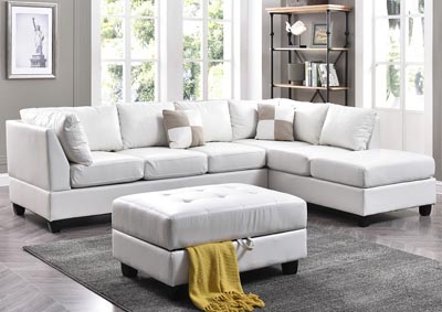 White Faux Leather Sectional