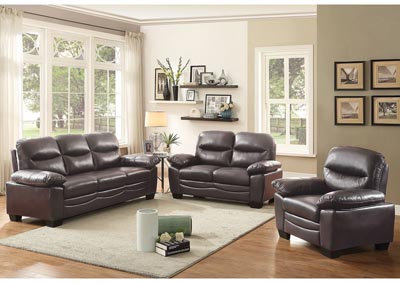 Image for Torcon Dark Brown Faux Leather Sofa and Loveseat