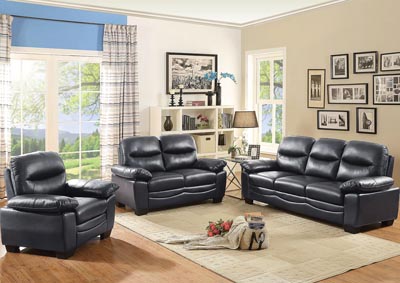 Image for Black Faux Leather Sofa and Loveseat