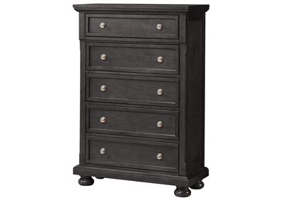 Gray Wooden 5 Drawer Chest