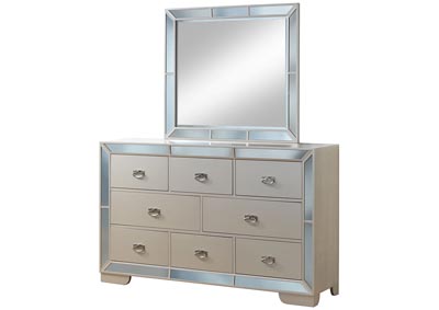 Pearl 8 Drawer Mirror Tile Frame Dresser