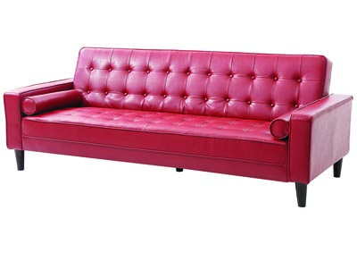 Red PU Sofa Bed
