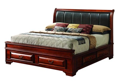 Image for Cherry King Upholstered Bed w/ 6 Drawers