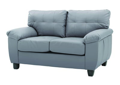 Gray Faux Leather Loveseat