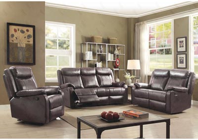 Image for Dark Brown Faux Leather Double Reclining Sofa and Loveseat