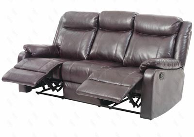 Dark Brown Faux Leather Double Reclining Sofa