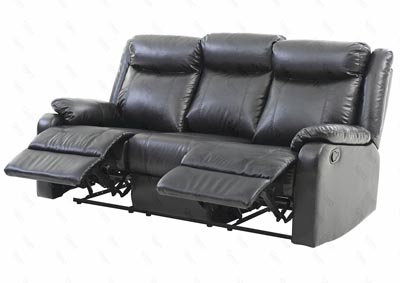 Black Faux Leather Double Reclining Sofa