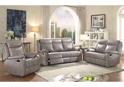 Image for Gray Faux Leather Double Reclining Sofa and Loveseat