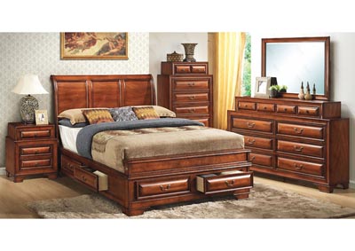 Image for Six Drawer Cherry Full Upholstered Storage Bed