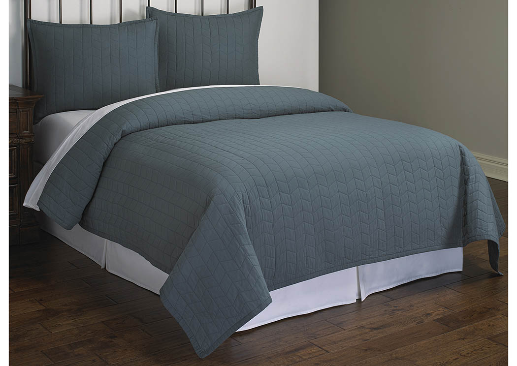 Ashton Teal Herringbone Stitch 3 Piece King Quilt Set,Hallmart