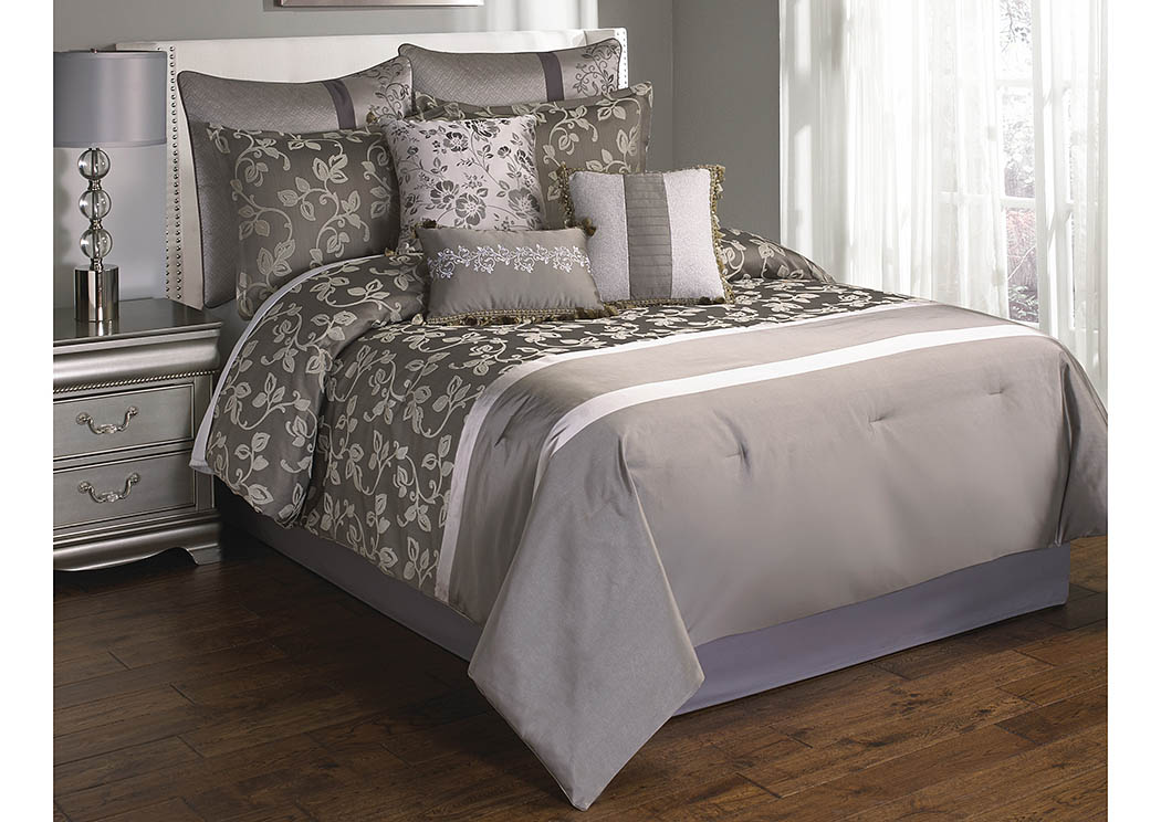 Augustus Platinum Pattern 9 Piece Queen Comforter Set,Hallmart