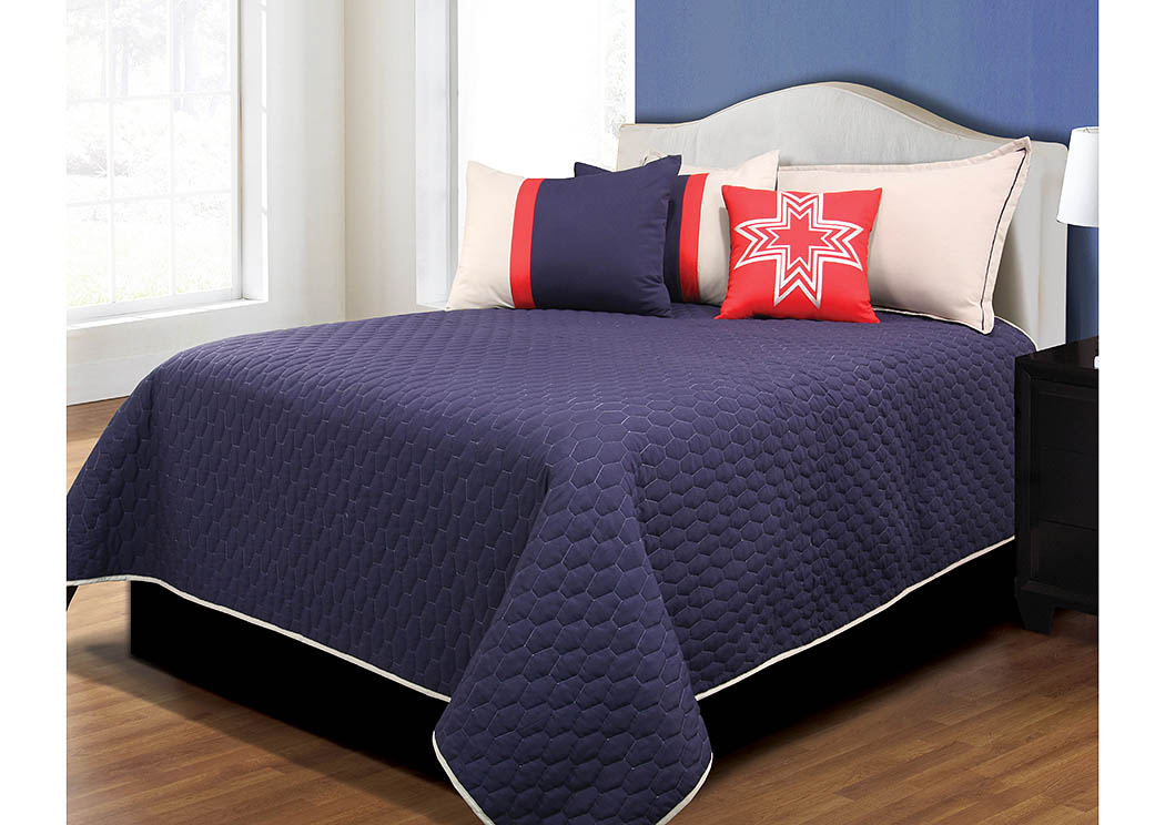 Collin Red & Blue 3 Piece Twin Coverlet Set,Hallmart