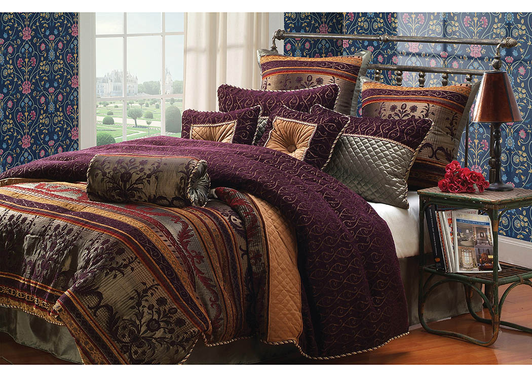 Petera Plum Multicolor 10 Piece King Comforter Set,Hallmart