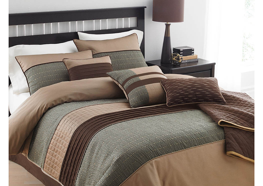 Rexwell Brown/Tan Multicolor 7 Piece Queen Comforter Set,Hallmart
