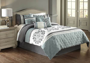 Image for Aria Blue/Gray 7 Piece King Comforter Set