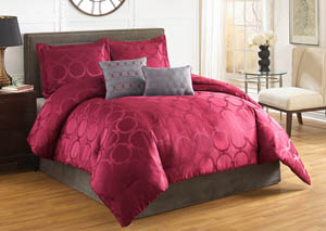 Image for Arianne Red Circles 5 Piece King Comforter Set