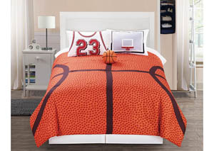 Image for Courtside Orange Basketball Pattern 4 Piece Full Comforter Set