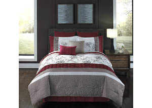 Image for Eloise Spice/Ivory/Taupe Floral Pattern 8 Piece Queen Comforter Set