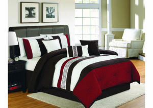 Image for Ethan Red/Brown/White Pattern 7 Piece King Comforter Set