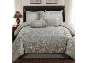 Image for Platinum Leaves 7 Piece Silver King Comforter Set