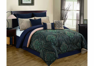 Image for Raymond Blue Multicolor 10 Piece King Comforter Set