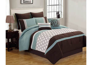 Image for Teagen Brown/Teal/Ivory 8 Piece Queen Comforter Set