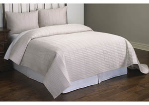 Image for Christopher Ivory Rectangle-Stitch 3 Piece King Quilt Set