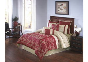Image for Merrill Red/Gold Embroidered Floral Pattern 10 Piece King Comforter Set