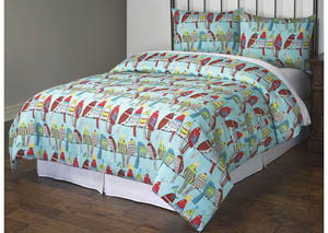 Image for Party Birds Multi-Color Bird Pattern 2 Piece Twin Comforter Set