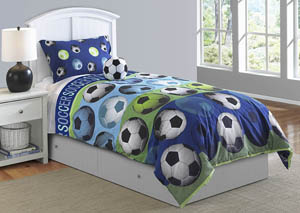 Image for Soccer Blue 4 Piece Full Comforter Set (No Skirt Included)