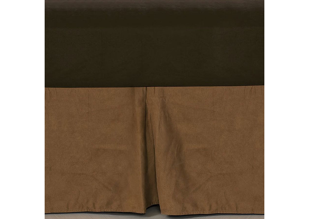 Dark Tan Suede King Bed Skirt,Hi End Accents