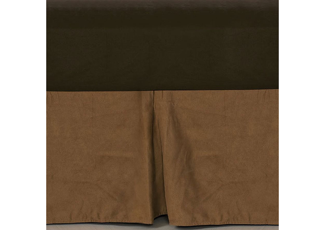 Dark Tan Suede Twin Bed Skirt,Hi End Accents