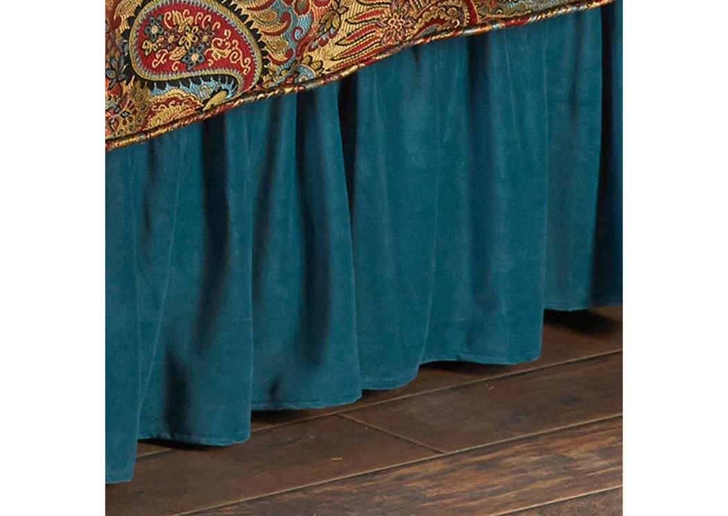 San Angelo Teal Velvet King Bed Skirt,Hi End Accents