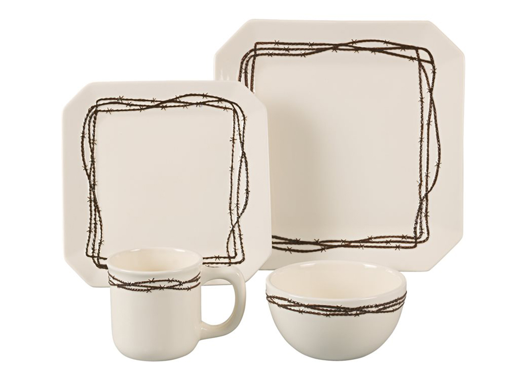 Barbwire 16 Pc Dinnerware Set,Hi End Accents