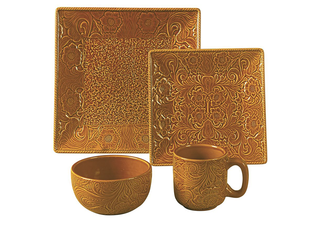 Savannah Mustard 16 Pc Dinnerware Set,Hi End Accents