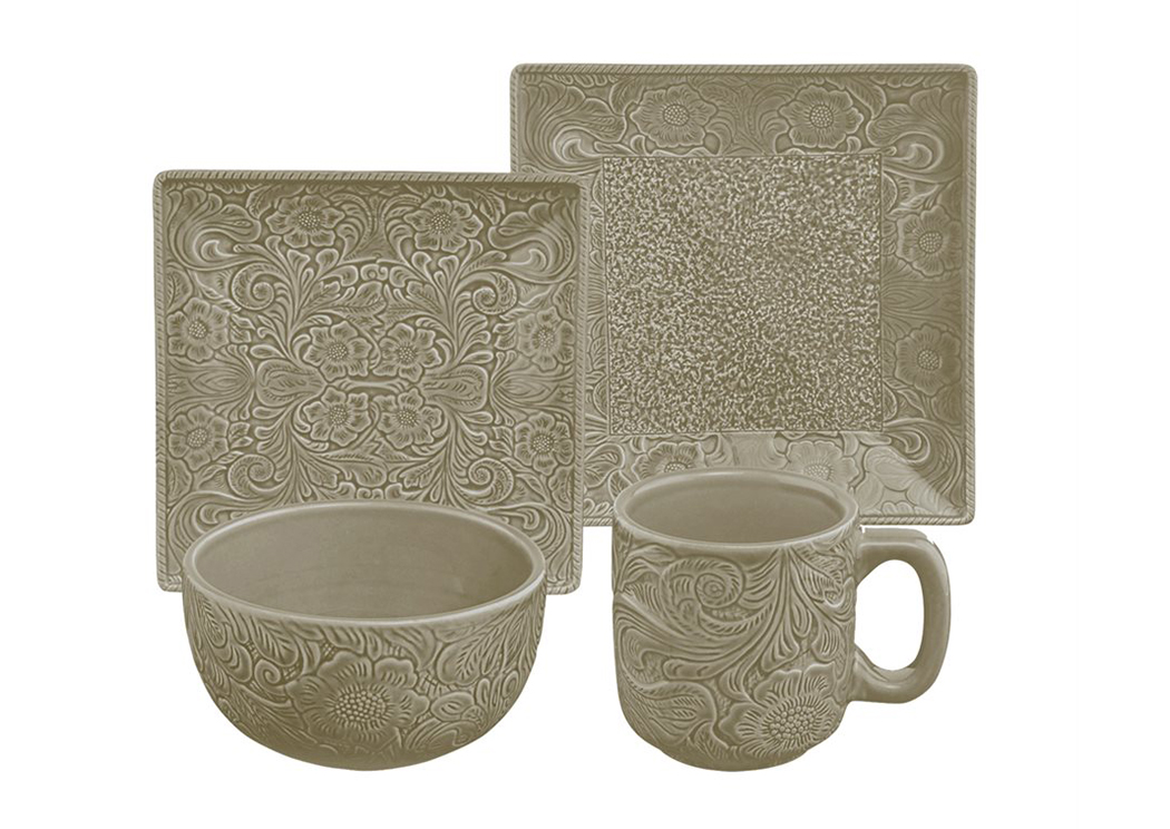 Savannah Taupe 16 Pc Dinnerware Set,Hi End Accents
