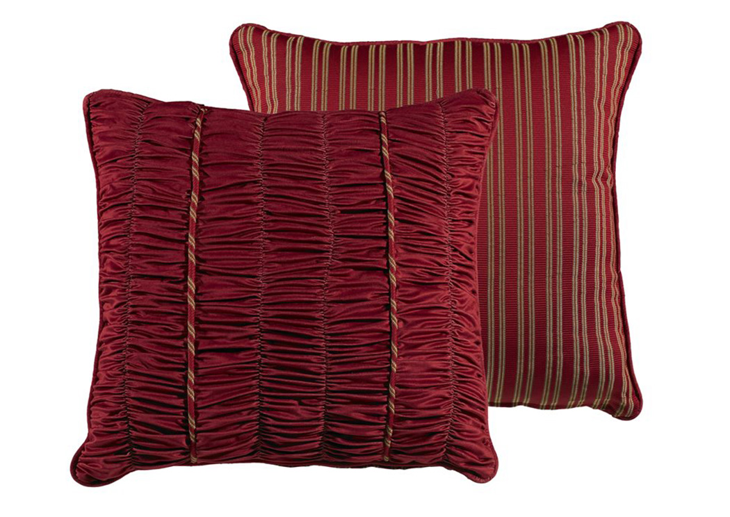 Lorenza Crimson Reversible Shirred Velvet Euro Sham,Hi End Accents